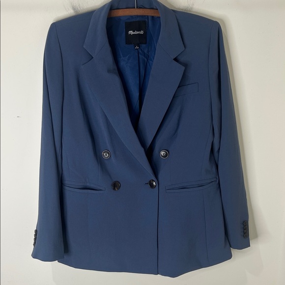 MADEWELL The Rosedale Blazer in Crepe Slate Blue Size 8 - Picture 5 of 16